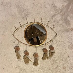 Gold Eye Wall Mirror with Tassels